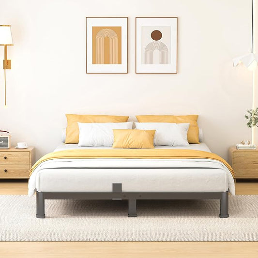 Superay 10 Inch Full Size Metal Platform Bed Frame with Round Corners, Storage Space Under High Bed Frame-Heavy Duty Steel Slats Support, Noise Free - Easy Assembly - No Box Spring Needed