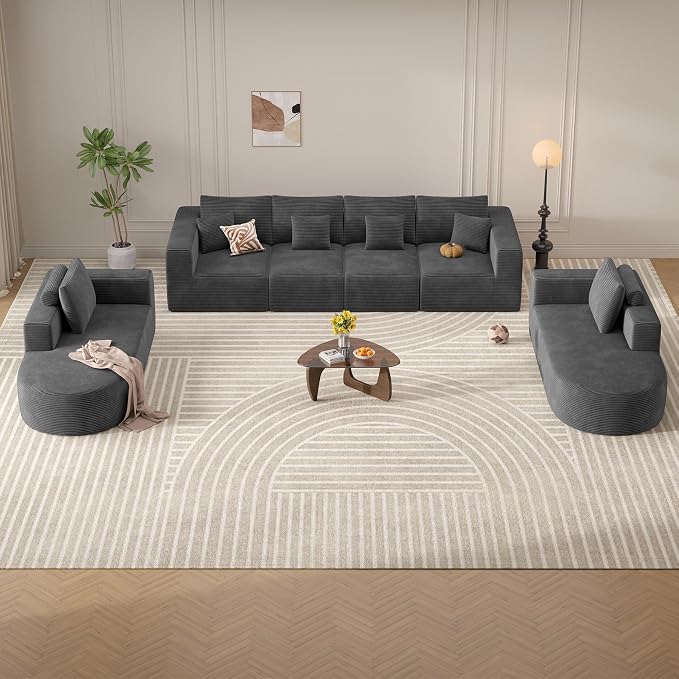 Living Room Furniture Sets,Modern U Shaped Modular Sectional Sofa,Convertible Cloud Couches for Living Room,Comfy 4 Seater with 2 Chaise Furniture Set, Boneless Couch Sofa,1 PCS