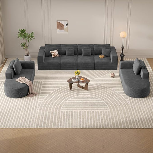 Living Room Furniture Sets,Modern U Shaped Modular Sectional Sofa,Convertible Cloud Couches for Living Room,Comfy 4 Seater with 2 Chaise Furniture Set, Boneless Couch Sofa,1 PCS
