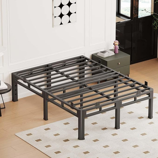 14 Inch Queen Bed Frame Heavy Duty, Metal Double Layer Steel 4000 lbs Capacity, Platform with Large Under Bed Storage Space, No Box Spring Needed, Noise-Free, Easy Assembly