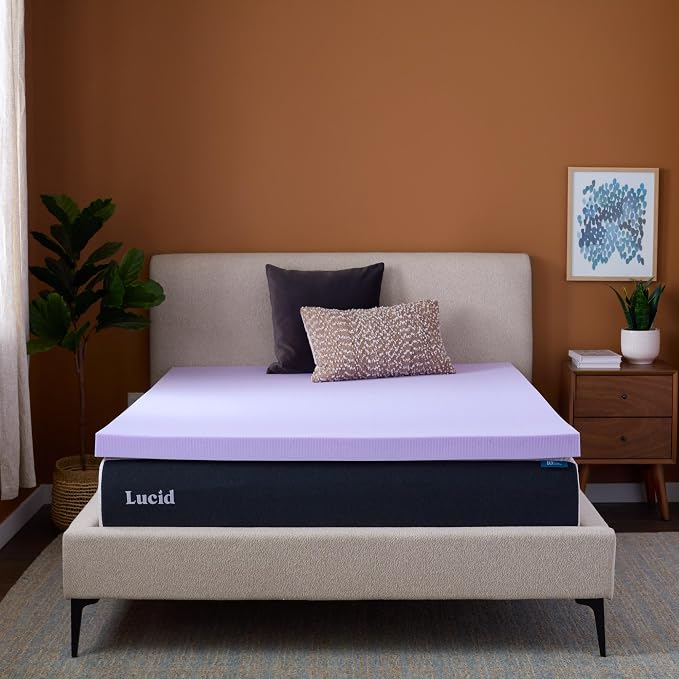 Lucid® 3" Lavender Memory Foam Mattress Topper – CertiPUR-US®, Twin XL