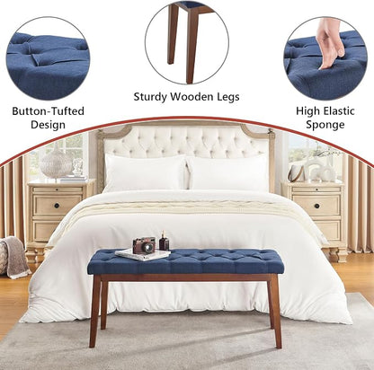 kinmars Upholstered Bench for Bedroom End of Bed,42.5-inch Entryway Bench for Living Room,Dining Bench with Padded Seat and Solid Wood Leg for Kitchen Bedroom,Indoor and Hallway