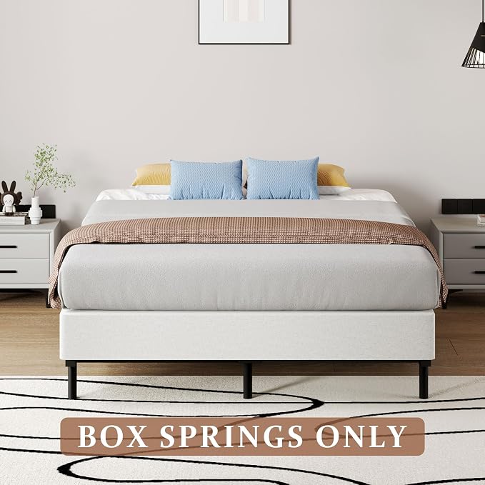 SHOANED Cal King Metal Box Springs - 7 Inch Low Profile Heavy Duty Black Basics Bed Base Non Slip Box Spring Mattress Foundation, Easy Assembly, No Noise