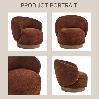 KISLOT Swivel Accent Chair Modern Round Barrel Armchair with Upholstered Performance Fabric for Living Room Bedroom Waitingroom,1 Box,Red