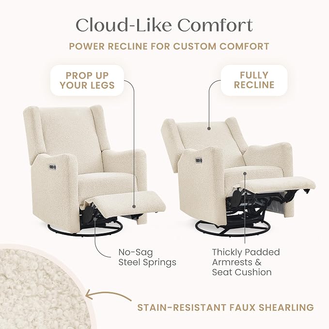 Delta Children Mercer Electronic Power Recliner and Swivel Glider with USB-A and Type-C Ports - Greenguard Gold Certified - Stain-Resistant Performance Fabric is Oeko-TEX Standard 100 Certified, Shell