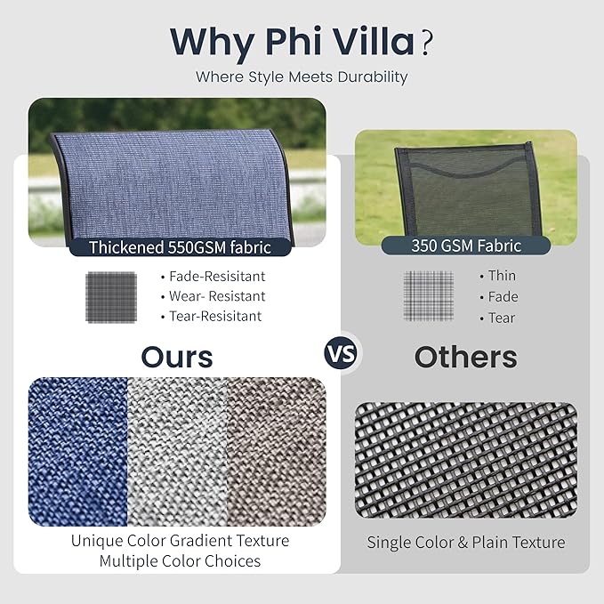 PHI VILLA 7 Piece Patio Dining Set, 6 Outdoor Swivel Patio Chairs & 1 Rectangular Large Metal Table (1.7" Umbrella Hole), All Weather Dining Furniture Set for Lawn Garden (Blue)