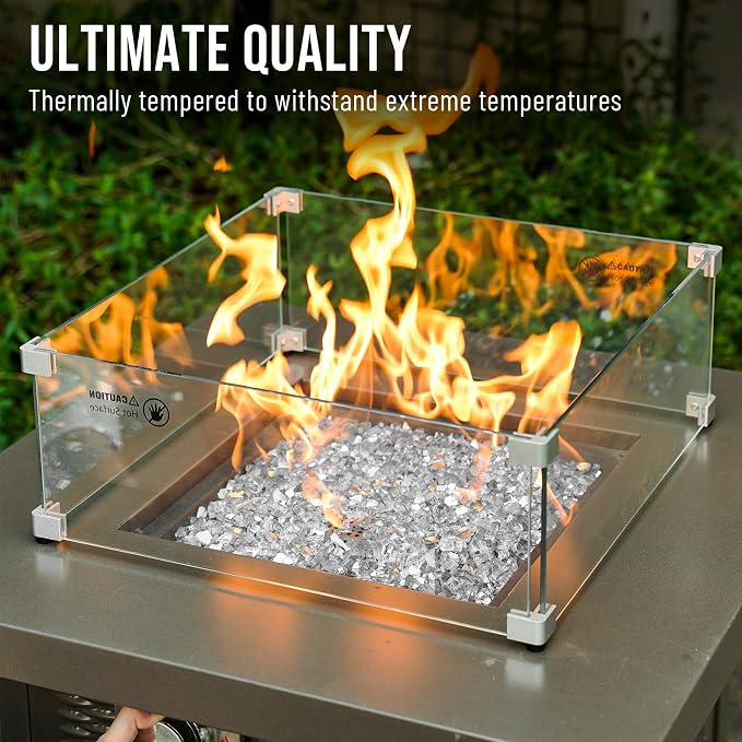 Skyflame 10-Pound Fire Glass for Fireplace Fire Pit and Landscaping, Platinum Reflective, 1/4-Inch