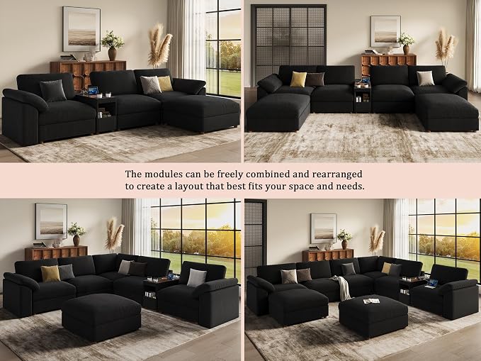 EASE MOOSE Oversized Sectional Modular Sofa, Extra Large v Shape Sectional Couch Wide Deep Seat Modular Cloud Couch,Removable Cover