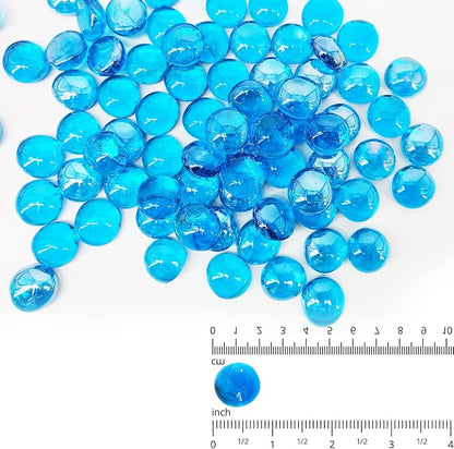 5 Pound Fire Pit Glass 3/4 Inch Reflective Round Fire Glass Drops Beads Rocks for Natural or Propane Fire Pit and Landscaping Pacific Blue