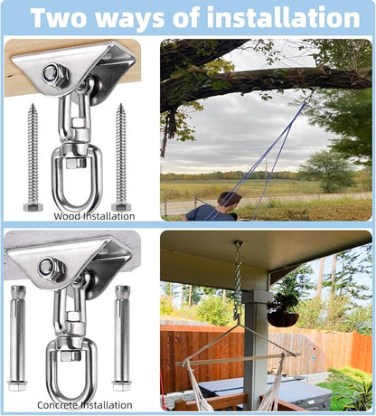 HOMPER Hammock Hanging Kit, 1000 lb Capacity Heavy Duty 360° Rotate Swing Hooks for Chair, Yoga, Outdoor Patio Porch