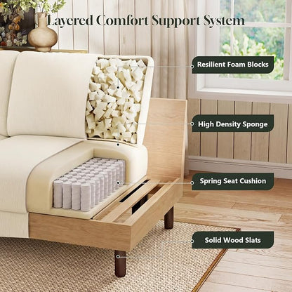 WorthFurni 68" Loveseat Sofa, Comfy Chenille Fabric Couches for Living Room with Spring Cushion and Solid Wood Frame, Modern Deep Seat Couch for Bedroom, Apartment, Office, Easy Assembly, Beige