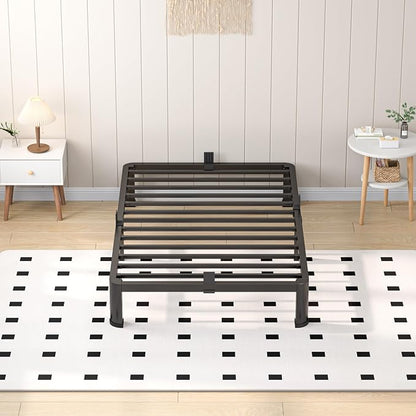 VIPSHOW 10 Inch Twin Heavy Duty 3500 lbs Bed Frame with Round-Corner Legs & Anti-Squeak Design – Quick Assembly Metal Platform, No Box Spring Needed
