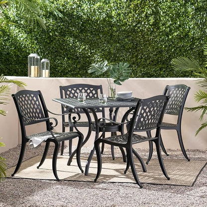 Patio Dining Set, Olmsted 5-Piece Outdoor Garden Table and Chairs Set Dining Furniture for Backyard Porch Deck Lawn Patio Seating Area