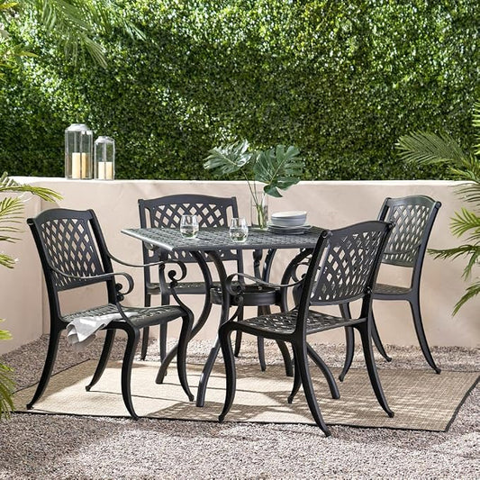 Patio Dining Set, Olmsted 5-Piece Outdoor Garden Table and Chairs Set Dining Furniture for Backyard Porch Deck Lawn Patio Seating Area