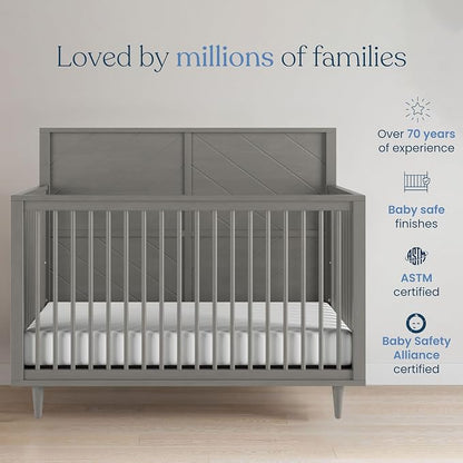 Child Craft Surrey Hill 4-in-1 Convertible Crib, Baby Crib Converts to Day Bed, Toddler Bed and Full Size Bed, 2 Adjustable Mattress Positions, Non-Toxic, Baby Safe Finish (Lunar Gray)