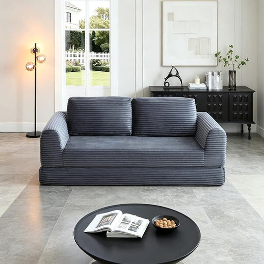82-Inch Foldable Loveseat Boneless Cloud Couch, Modern Compressed Foam Daybed Floor Mattress Sleeper Sofa, 2-in-1 Boneless Convertible Sofa in a Box,No Assembly Required