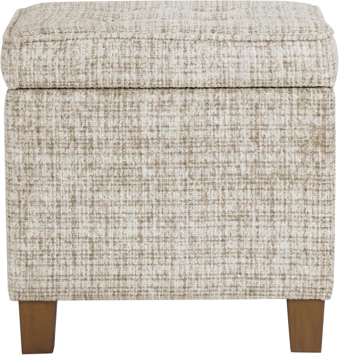 HomePop 18" Square Tufted Storage Ottoman - Cream Textural Woven