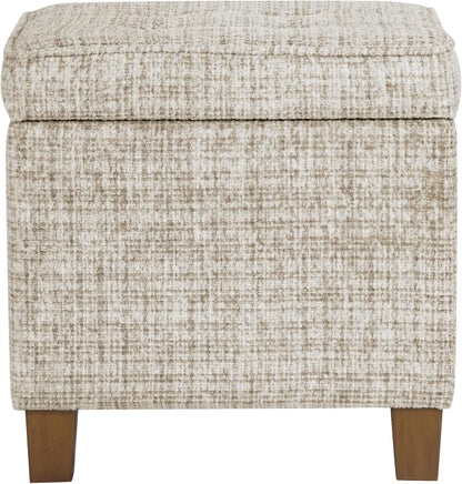 HomePop 18" Square Tufted Storage Ottoman - Cream Textural Woven
