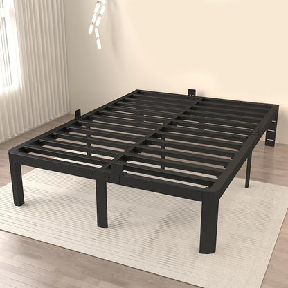 ITIMIDI 12 Inch Bed Frame Full, Heavy Duty Platform Bed Frame Full Size, Safety Design with Rounded Corner Legs and DIY Headboard, Spacious Under-Bed Storage, No Box Spring Needed, Noise Free, Black