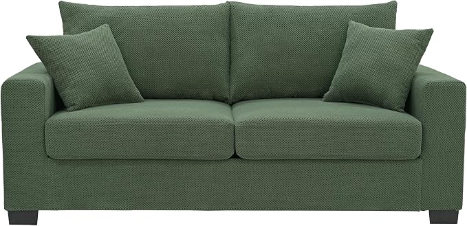 Ball & Cast 69" Loveseat Sofa, Modern Love Seat Couches for Living Room,Upholstered 2 Seater Small Couch with Throw Pillows for Bedroom,Apartment,Office,Easy Assembly,Dark Green
