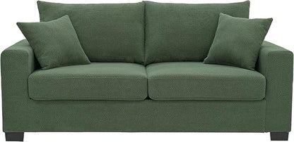 Ball & Cast 69" Loveseat Sofa, Modern Love Seat Couches for Living Room,Upholstered 2 Seater Small Couch with Throw Pillows for Bedroom,Apartment,Office,Easy Assembly,Dark Green