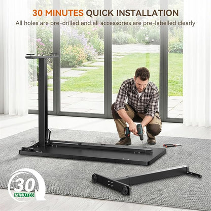 Standing Desk, 48 x 24 Inches Electric Height Adjustable Desk, Sit Stand up Desk, Memory Computer Home Office Gaming Desk with 3 Preset Heights, Wood Table Cable Management Box, Black