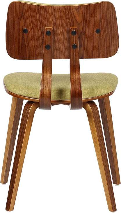 Armen Living Jaguar Mid-Century Dining Chair in Walnut Wood and Green Fabric