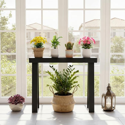 Plank+Beam Solid Wood Console Table, 36 Inch, Sofa Table, Narrow Entryway Table for Hallway, Behind The Couch, Living Room, Foyer, Easy Assembly, Black