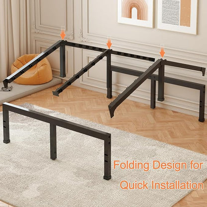 FUIOBYVV King Bed Frame,14 Inch Heavy Duty Metal Platform Bed Frame King Size Support Up to 3500 lbs,No Box Spring Needed,No Shaking,Steel Slat Support,Noise Free,Easy Assembly