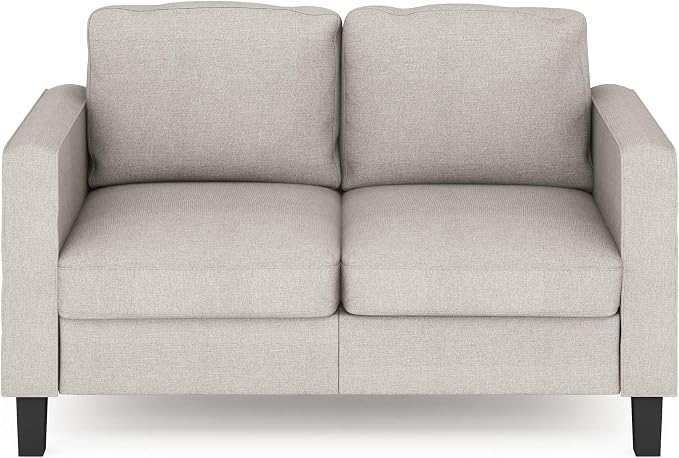 Furinno Bayonne Modern Upholstered Loveseat/Sofa Couch for Living Room, Fog