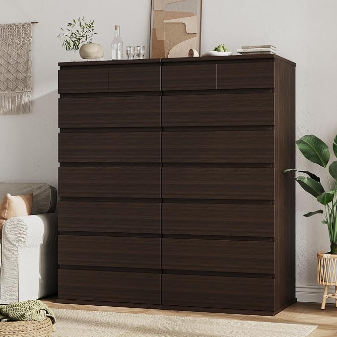 Jocoevol Brown Tall 8 Drawer Dresser for Bedroom,Dressers & Chests of Drawers with Jewelry Storage,Wood Storage Dresser with Deep Drawers for Living Room Hallway Entryway(55.3" L*23.6" W*15.7")
