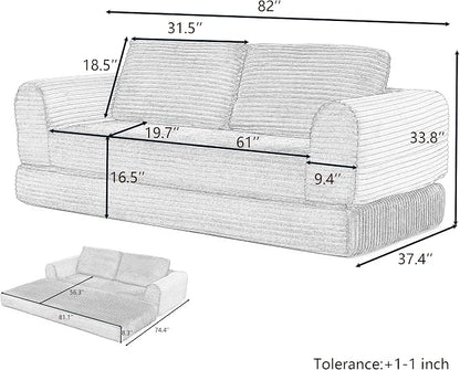 82-Inch Foldable Loveseat Boneless Cloud Couch, Modern Compressed Foam Daybed Floor Mattress Sleeper Sofa, 2-in-1 Boneless Convertible Sofa in a Box,No Assembly Required