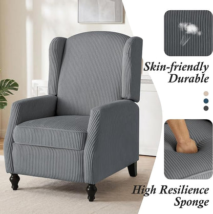 Wingback Recliner Chair with Massage and Heat, Tufted PU Leather Push Back Arm Chair for Living Room Vintage Recliner Chair with Remote Control, Padded Cushion, Backrest