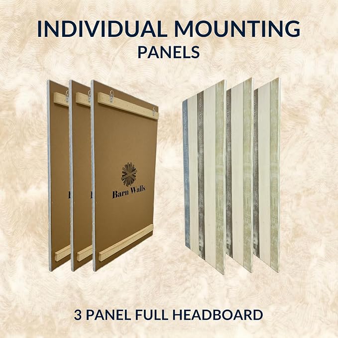 Barn Walls Full Wood Headboard - Farmhouse Mix Design - Wall Mounted Floating Headboard for Full Bed - Handcrafted Solid Wood - Easy No-Drill Installation
