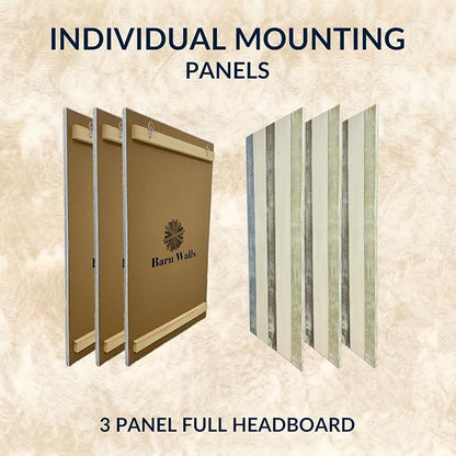 Barn Walls Full Wood Headboard - Farmhouse Mix Design - Wall Mounted Floating Headboard for Full Bed - Handcrafted Solid Wood - Easy No-Drill Installation