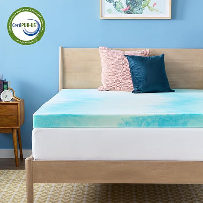 Linenspa 4 Inch Swirl Gel Memory Foam Mattress Topper, Twin Size – Cooling Gel Infused, Ventilation Holes – Pressure Relieving Bed Topper – CertiPUR Certified