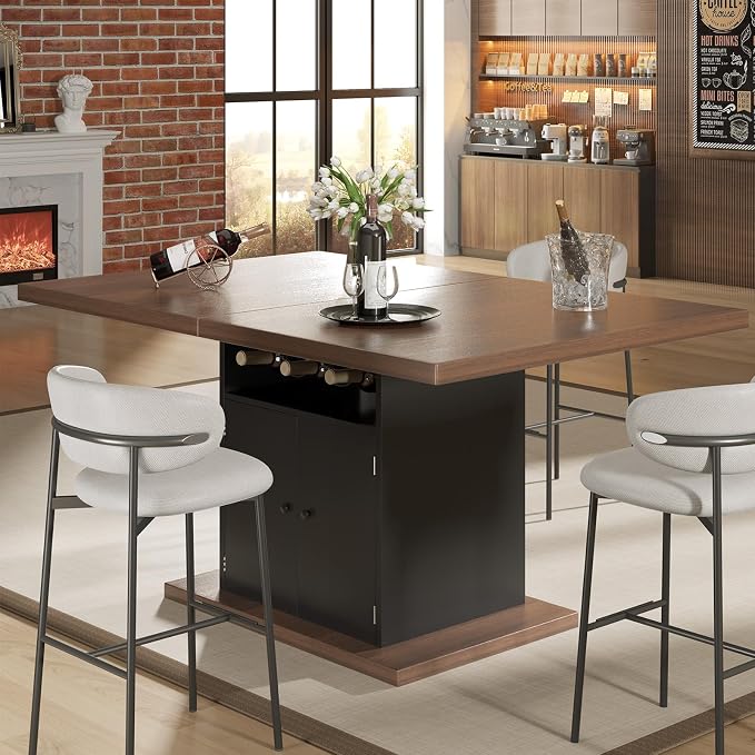 Extendable Dining Room Table for 4-6, 47-63 Inch Faux Marble Extendable Dining Table, Modern Expandable Rectangle Kitchen Dining Table with Storage for Kitchen Living Room