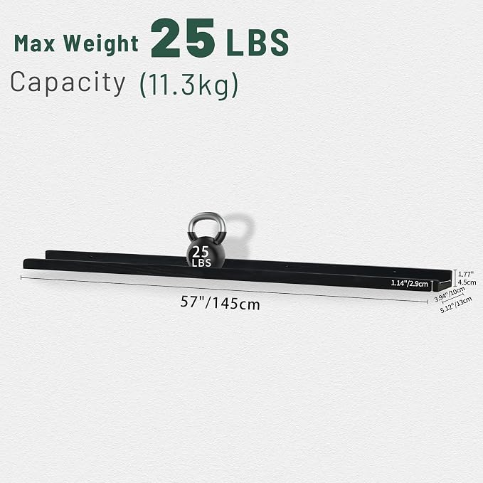 PHOENANCEE Long Floating Shelves for Wall 57 Inch,Real Wood Picture Ledge with Lip Set of 4,Photo Frame Storage Display for Living Room Nursery Bedroom Bathroom Kitchen Home Office Decor Rustic Black