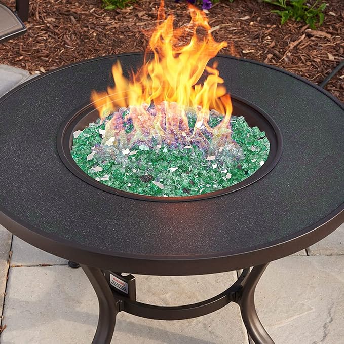 Onlyfire 10 lbs Fire Glass Rocks 1/4 Inch, Reflective Tempered Glass for Propane Fire Pit & Gas Fireplace, High Luster Firepit Glass Stones for Fire Table, Light Green (Multicolor Options Available)