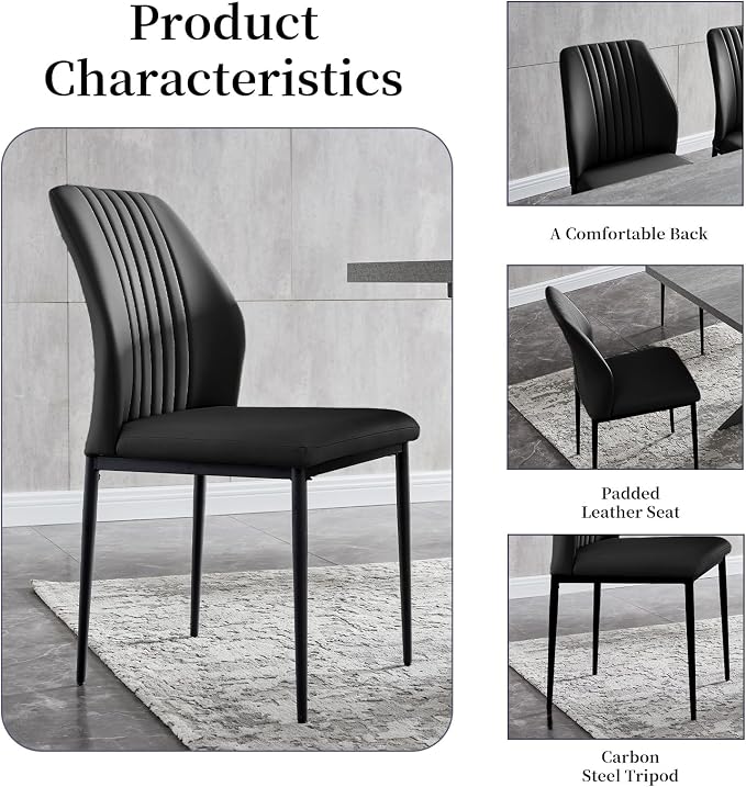 HIPIHOM 43.2"-59.1" MDF Round Extendable Dining Table Set of 6 | Includes 6 PU leather chairs, mid century modern oak finish, durable MDF tabletop, space saving, seats 4-6