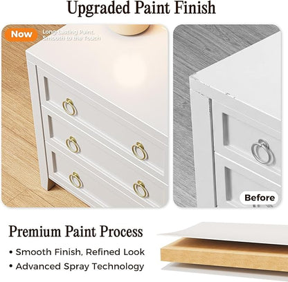 Huuger Paint Night Stand with Charger Station and USB-C Port, 3 Drawer Nightstands Set of 2, Larger Wider Bedside Table, Modern End Table, for Bedroom, White Nightstand
