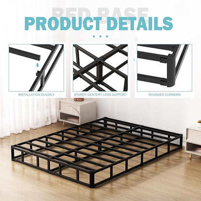 Upcanso 7 Inch King Box Spring Bed Base, Low Profile Metal Box Spring King with Fabric Cover, 3000 Lbs Max Weight Capacity Mattress Foundation, Noise-Free, Easy Assembly