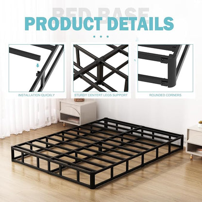 Upcanso 7 Inch Box Spring for Queen Bed Bed Base, Low Profile Metal Queen Box Spring with Fabric Cover, 3000 Lbs Max Weight Capacity Mattress Foundation, Noise-Free, Easy Assembly