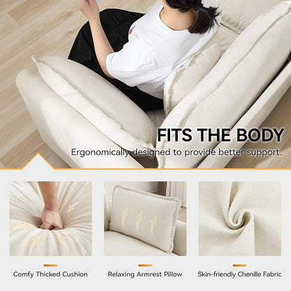 147'' Oversized U Shaped Cloud Sectional Sofa, Chenille Deep Seat Couches for Living Room, Comfy Upholstered Modular Sectional Sofa Couch, Beige