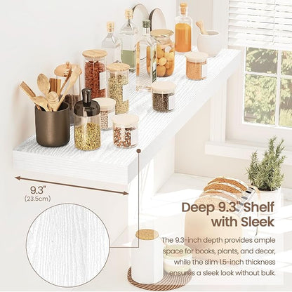 Vivelove White Floating Shelves 32 Inches Long, Wall Display Shelves with Invisible Brackets, for Bathroom Living Room Kitchen Bedroom Office Farmhouse Home Decor, 32x9.3X 1.5 - Set of 2, White