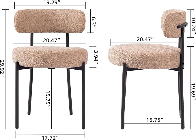 DYHOME Kitchen Chairs Mid-Century Modern Dining Chairs Set of 6, Kitchen Dining Room Chairs, Boucle Upholstered Wishbone Dining Chair, Camel Color