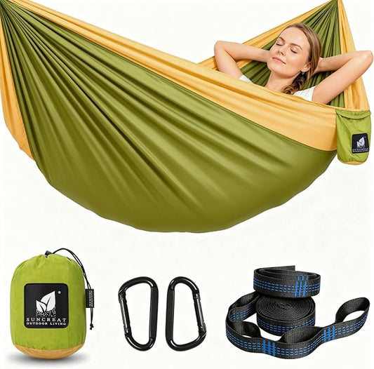 SUNCREAT Hammocks Portable Camping Hammocks with Straps, Hanging Tree Hammock, Green