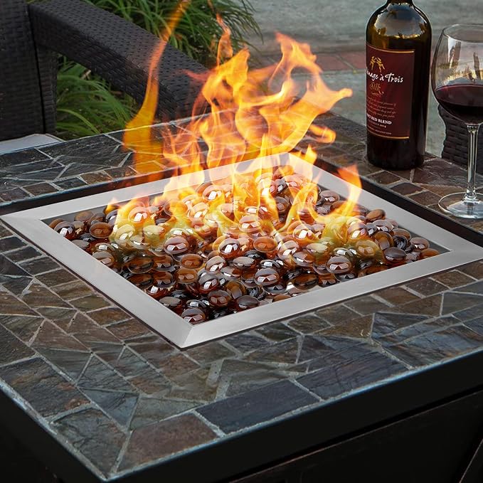 Onlyfire 12 Inch Square Fire Pit Burner Pan with Square Burner Ring – 304 Stainless Steel Drop-in Gas Fire Pit Insert for Natural Gas & Propane, 88,000 BTU, Square Flame Pattern for DIY Fire Table