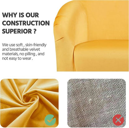 Topeakmart Accent Chair, Club Arm Chair with Velvet Upholstery and Sturdy Legs, for Bedroom/Living Room/Home Bar, 2PCS, Yellow