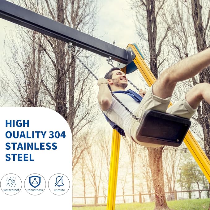 Stainless Steel 304 Swing Hangers with Bearings, Set of 2, Heavy Duty Screw Brackets for Hanging Chairs, Swings, Punching Bag, 1500LB Capacity